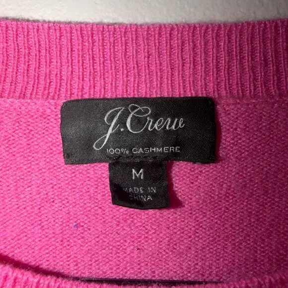 J.Crew Pink Crew Neck Cashmere Sweater Size M Classic Knit Pullover - Picture 5 of 7